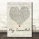 Evanescence My Immortal Script Heart Song Lyric Quote Print