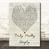 Truly Madly Deeply Savage Garden Script Heart Song Lyric Quote Print