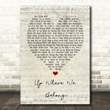 Up Where We Belong Joe Cocker Script Heart Song Lyric Quote Print
