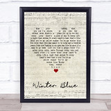 Heather Nova Winter Blue Script Heart Song Lyric Quote Print