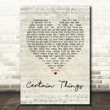 James Arthur Certain Things Script Heart Song Lyric Quote Print