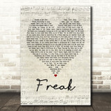 Lana Del Rey Freak Script Heart Song Lyric Quote Print