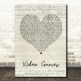 Lana Del Rey Video Games Script Heart Song Lyric Quote Print