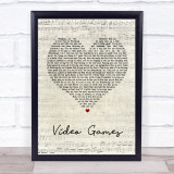 Lana Del Rey Video Games Script Heart Song Lyric Quote Print