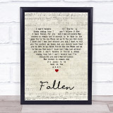 Lauren Wood Fallen Script Heart Song Lyric Quote Print