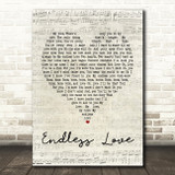 Lionel Richie & Mariah Carey Endless Love Script Heart Song Lyric Quote Print