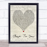 Maxi Priest Close To You Script Heart Song Lyric Quote Print