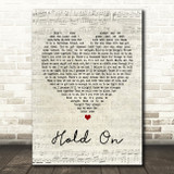 Michael Buble Hold On Script Heart Song Lyric Quote Print