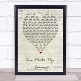 You Make My Dreams Hall & Oates Script Heart Song Lyric Quote Print