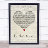 N-Dubz No One Knows Script Heart Song Lyric Quote Print