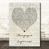 Oasis Champagne Supernova Script Heart Song Lyric Quote Print