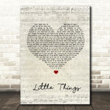 One Direction Little Things Script Heart Song Lyric Quote Print
