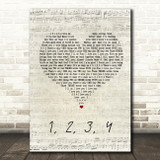Plain White T's 1, 2, 3, 4 Script Heart Song Lyric Quote Print