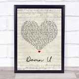 Prince Damn U Script Heart Song Lyric Quote Print