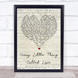 Queen Crazy Little Thing Called Love Script Heart Song Lyric Quote Print