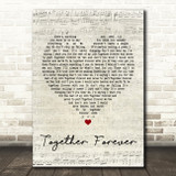 Rick Astley Together Forever Script Heart Song Lyric Quote Print