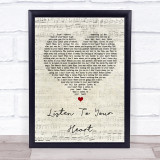 Roxette Listen To Your Heart Script Heart Song Lyric Quote Print