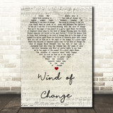Scorpions Wind of Change Script Heart Song Lyric Quote Print