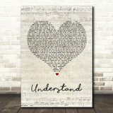 Shawn Mendes Understand Script Heart Song Lyric Quote Print