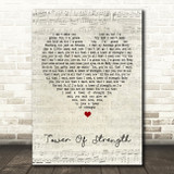 Skin Tower Of Strength Script Heart Song Lyric Quote Print