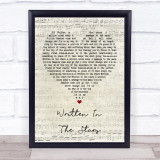 Tinie Tempah Written In The Stars Script Heart Song Lyric Quote Print