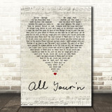 Tyler Childers All Your'n Script Heart Song Lyric Quote Print