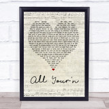 Tyler Childers All Your'n Script Heart Song Lyric Quote Print