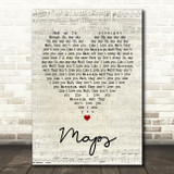 Yeah Yeah Yeahs Maps Script Heart Song Lyric Quote Print