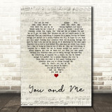 You + Me You and Me Script Heart Song Lyric Quote Print