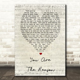 Calum Scott You Are The Reason Script Heart Song Lyric Quote Print