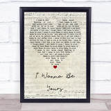 Arctic Monkeys I Wanna Be Yours Script Heart Quote Song Lyric Print