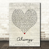 Atlantic Star Always Script Heart Quote Song Lyric Print