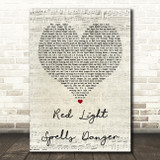 Billy Ocean Red Light Spells Danger Script Heart Quote Song Lyric Print