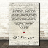 Bryan Adams All For Love Script Heart Quote Song Lyric Print