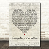 Coolio Gangsta's Paradise Script Heart Quote Song Lyric Print