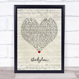 David Gray Babylon Script Heart Quote Song Lyric Print