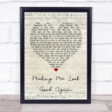 Drake White Making Me Look Good Again Script Heart Quote Song Lyric Print