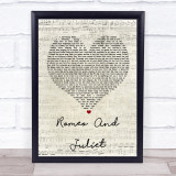 Dire Straits Romeo And Juliet Script Heart Song Lyric Quote Print