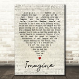 Imagine John Lennon Script Heart Quote Song Lyric Print