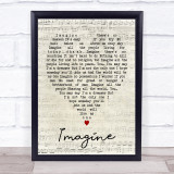 Imagine John Lennon Script Heart Quote Song Lyric Print