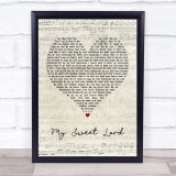 George Harrison My Sweet Lord Script Heart Quote Song Lyric Print