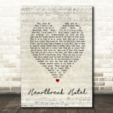 Elvis Presley Heartbreak Hotel Script Heart Song Lyric Quote Print