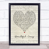 Luke Combs Beautiful Crazy Script Heart Quote Song Lyric Print
