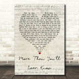 Michael Ruff More Than You'll Ever Know Script Heart Quote Song Lyric Print
