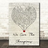 Queen We Are The Champions Script Heart Quote Song Lyric Print