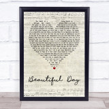 U2 Beautiful Day Script Heart Quote Song Lyric Print