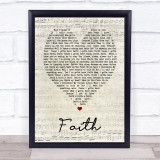 George Michael Faith Script Heart Song Lyric Quote Print