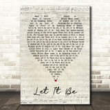 The Beatles Let It Be Script Heart Song Lyric Quote Print