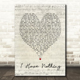 Whitney Houston I Have Nothing Script Heart Song Lyric Quote Print