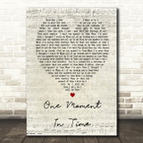 Whitney Houston One Moment In Time Script Heart Song Lyric Quote Print